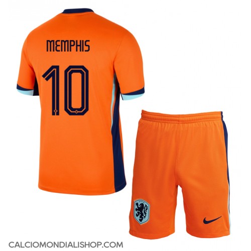 Maglie da calcio Olanda Memphis Depay #10 Prima Maglia Bambino Europei 2024 Manica Corta (+ Pantaloni corti)